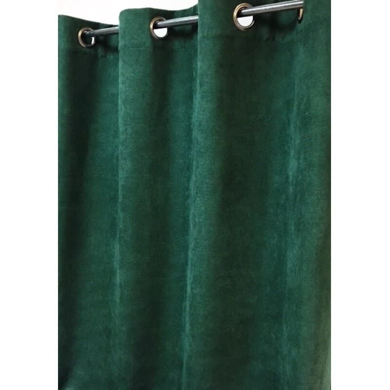 Linder - Rideau vert sapin aspect velours - 145x260cm - Vert sapin
