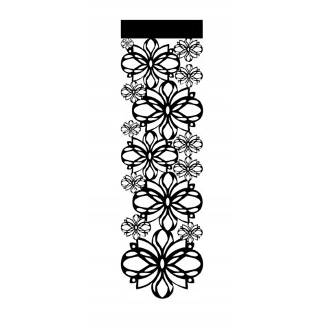 Rideau vertical ouvert A35, paravent décoratif moderne à motif fleurs printanières, 36 x 130 cm, noir