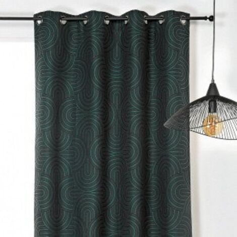 Rideau Vintage En Forme d'Arche - 140 x 275 cm - Vert sapin