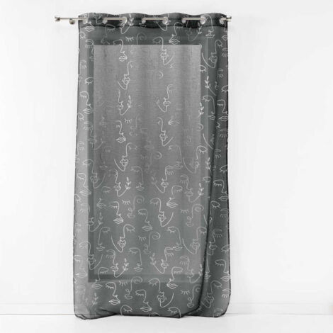 Rideau Voilage à Œillets "Arty Line" 140x240cm Anthracite & Argent