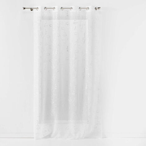 Rideau Voilage à Œillets "Arty Line" 140x240cm Blanc & Argent