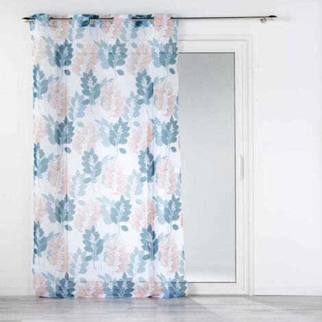 Rideau Voilage à Œillets "Belline" 140x240cm Blanc & Bleu