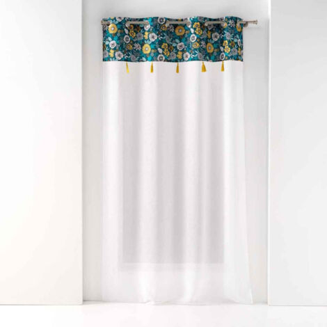 Rideau Voilage à Œillets "Bohoflora" 140x240cm Bleu