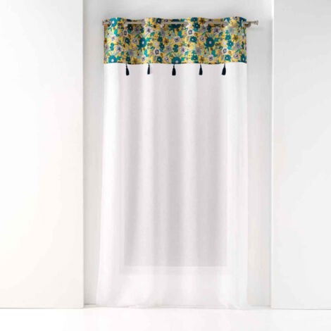 Rideau Voilage à Œillets "Bohoflora" 140x240cm Jaune
