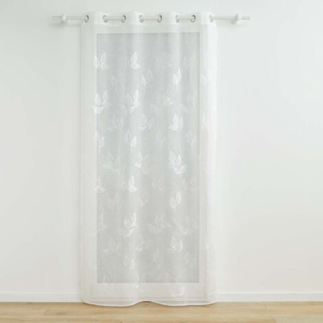 Rideau Voilage à Œillets Brodés "Berry" 140x280cm Blanc