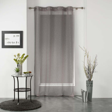 Rideau Voilage à Oeillets "Elea" 140x240cm Gris & Argent