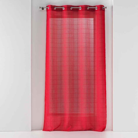 Rideau Voilage à Œillets "Eulalie" 140x240cm Rouge