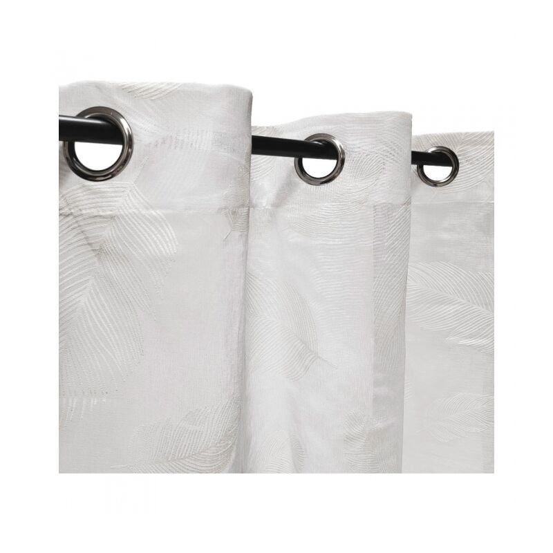 Rideau voilage à œillets feuilles blanche, 140x240cm - prêt à poser Atout Ciel