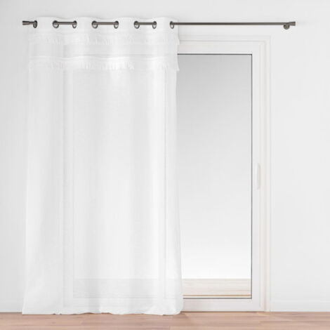 Rideau Voilage à Œillets "Frangina" 140x280cm Blanc