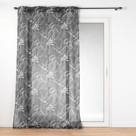 Rideau Voilage à Œillets Imprimé "Cabana" 140x240cm Noir