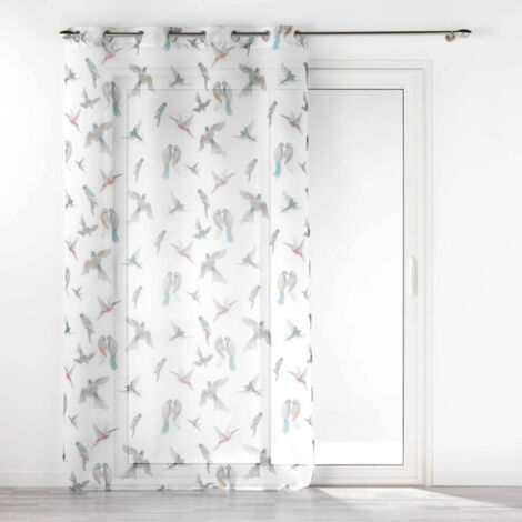 Rideau Voilage à Œillets Imprimé "Envolia" 140x240cm Blanc