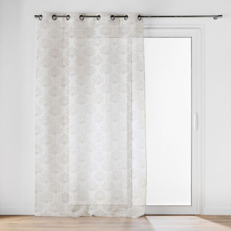 Rideau Voilage à Œillets Imprimé "Majestia" 140x240cm Blanc