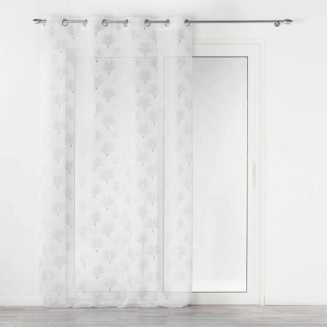 Rideau Voilage à Œillets Imprimé Métallisé "Arcadie" 140x240cm Blanc