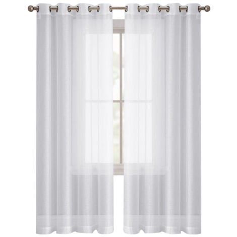 Rideau voilage ensemble de 2 pièces, rideaux chambre 140x260 cm, rideau occultant blanc, rideaux légers et respirants, adaptés à la décoration de la maison du salon, de la chambre à coucher.
