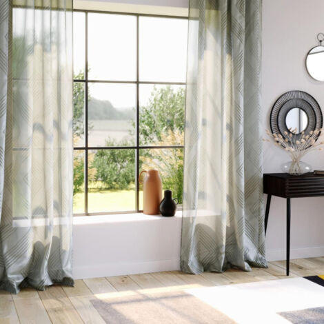 Rideau Voilage Jacquard "Enzo" 140x260cm Gris