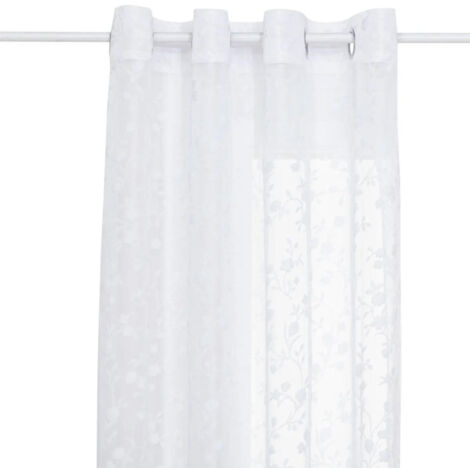 Rideau Voilage Motif Abstrait "Lazi" 140x240cm Blanc