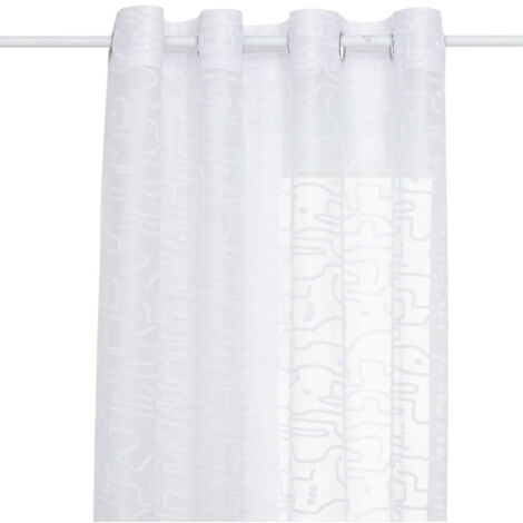 Rideau Voilage Motifs Abstraits "Lazi" 140x240cm Blanc