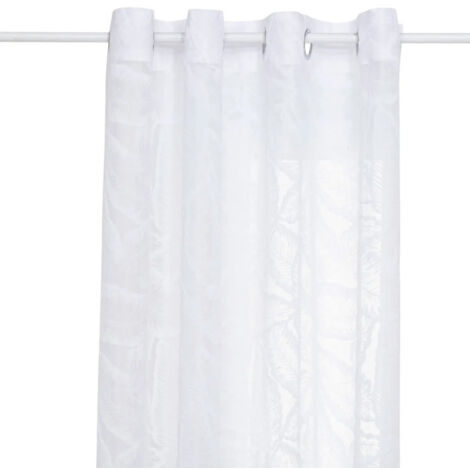 Rideau Voilage Motifs Feuilles "Lazi" 140x240cm Blanc