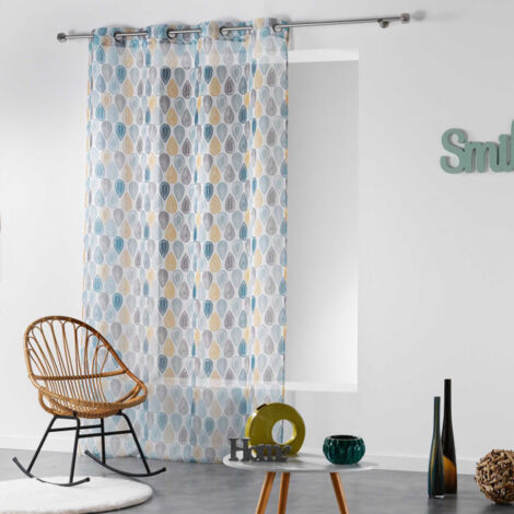 Rideau Voilage "Palpito" 140x240cm Blanc & Bleu