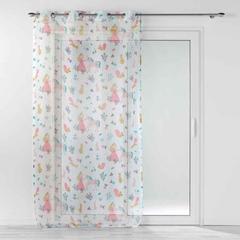 Rideau Voilage "Princesse Licorne" 140x240cm Blanc
