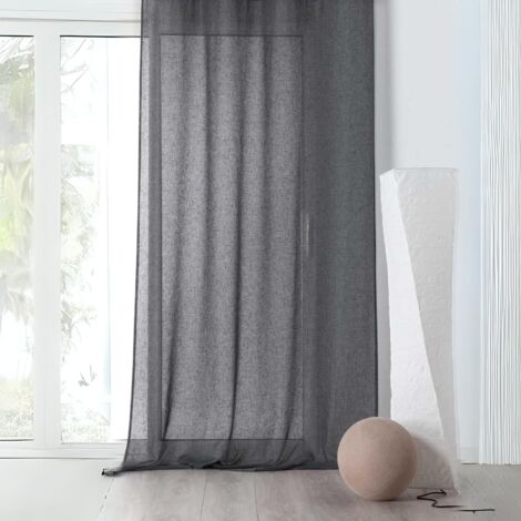 Rideau voilage tamisant en poly-lin Gris anthracite 145x240 cm