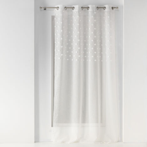 Rideau voile a oeillets 140 x 240 cm voile sablé Melusine Blanc