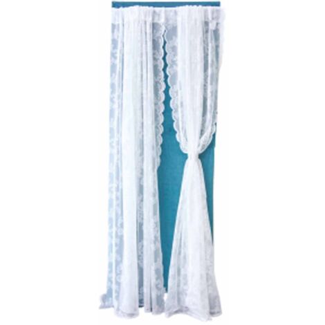 Rideau Voile Fleuri en Dentelle Blanc - Panel Double 150x180cm - Déco Maison Lumineuse