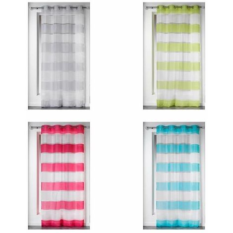Rideau - voile - Oeillets - 140 x 240 cm - Samoa - Rayures - Vert