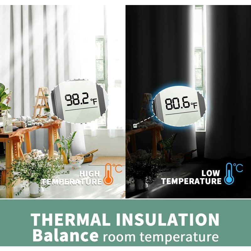 Jusch - Rideaux 100% occultants de 84 pouces de long 2 panneaux, rideaux de fenêtre à isolation thermique pour salon/chambre à coucher avec doublure