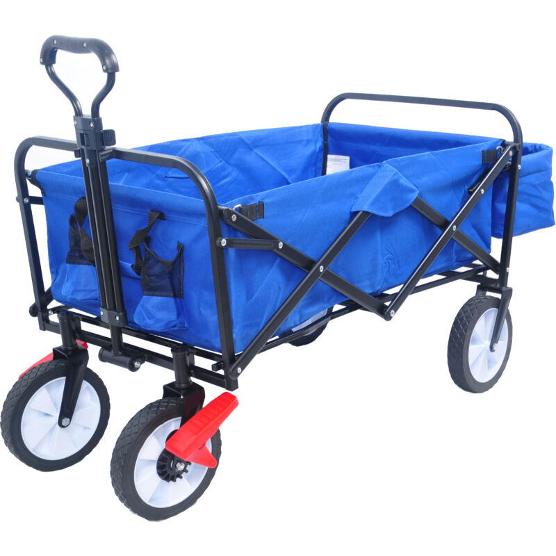 Folding wagon Collapsible Outdoor Utility Wagon, Heavy Duty Folding Garden Portable Hand Cart, Adjustable Handles Drink Holder, l&h