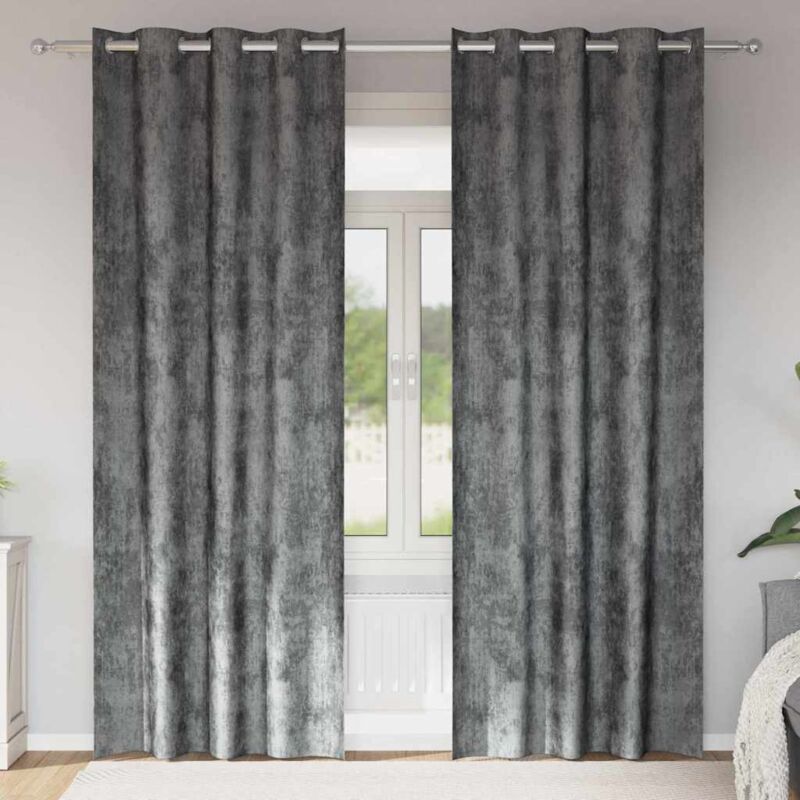 vidaXL Rideaux en velours 2 pc Gris 245 x 140 cm Velours