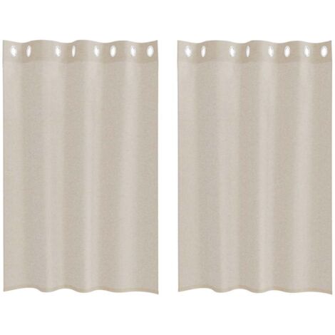 Rideaux 2 pcs Couleur sable 140x140cm Polyester CFW25751
