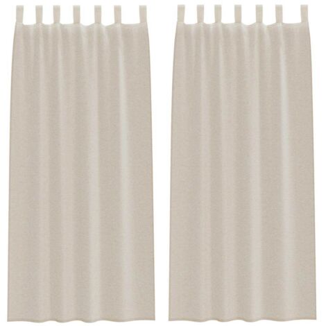 Rideaux 2 pcs Couleur sable 140x175cm Polyester CFW25390