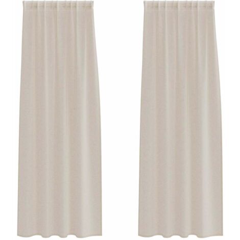 Rideaux 2 pcs Couleur sable 140x175cm Polyester CFW38544