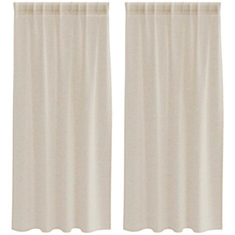 Rideaux 2 pcs Couleur sable 140x175cm Polyester CFW50199