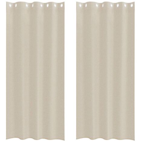 Rideaux 2 pcs Couleur sable 140x175cm Polyester CFW55143