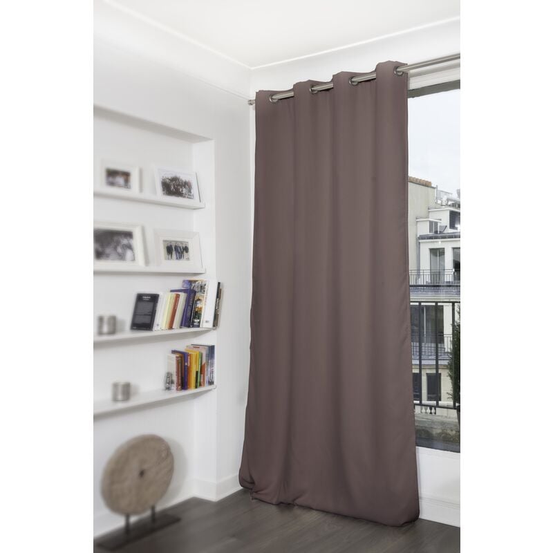 Homemaison - Rideau Grande hauteur Phonique Thermique et Occultant 'Moondream' Gris souris 140x350 cm
