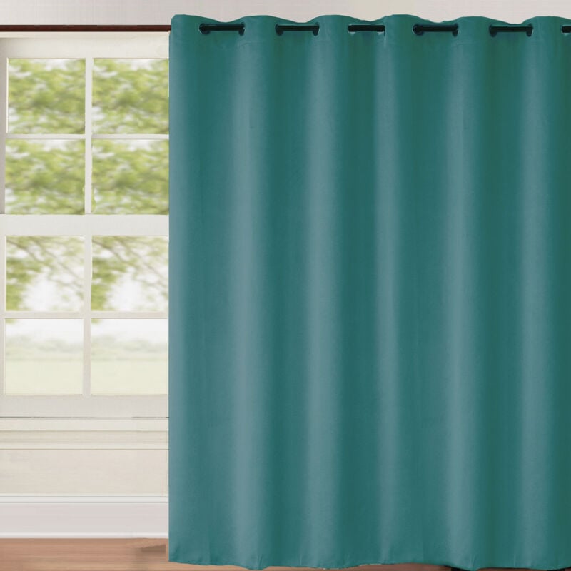 Rideau occultant uni grande largeur Bleu Canard 240x260 cm