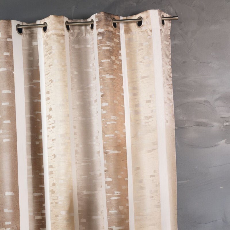 Rideau en jacquard design à rayures verticales Beige 140x260 cm