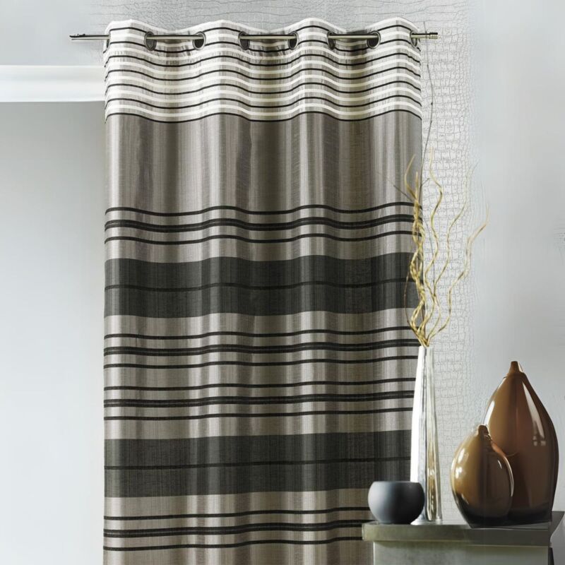 Rideau Shantung rayure chenille Taupe 140x260 cm
