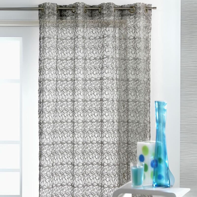Rideau Ameublement en Filet Brodé Gris clair 150x260 cm