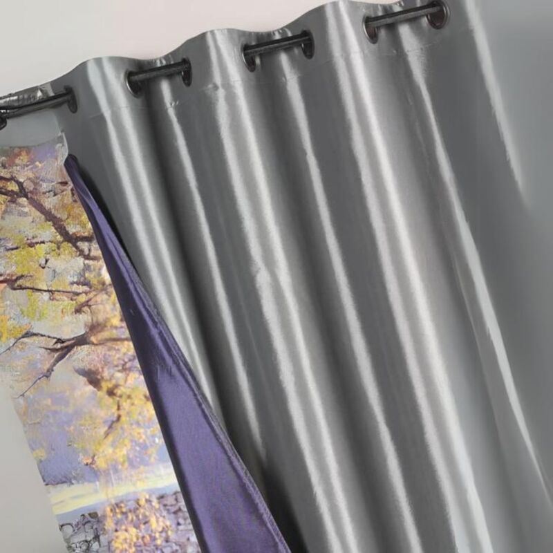 Rideau Ameublement Réversible en Taffetas Gris clair 140x260 cm