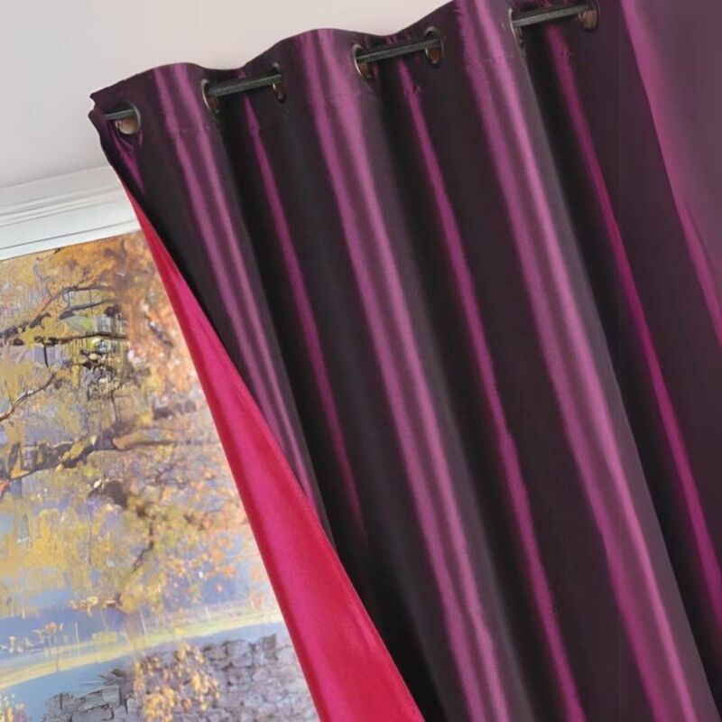 Rideau Ameublement Réversible en Taffetas Prune 140x260 cm