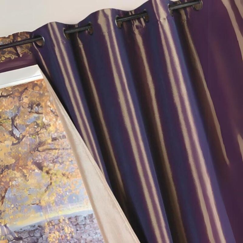 Rideau Ameublement Réversible en Taffetas Marron chocolat 140x260 cm