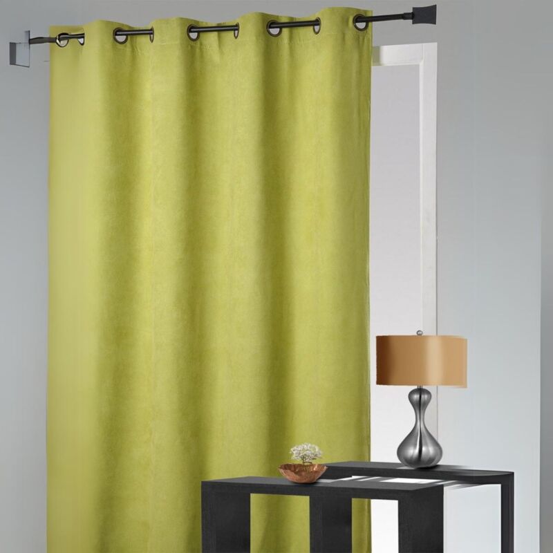 Homemaison - Rideau 100 % occultant et isolant aspect Velours Vert clair 140x260 cm