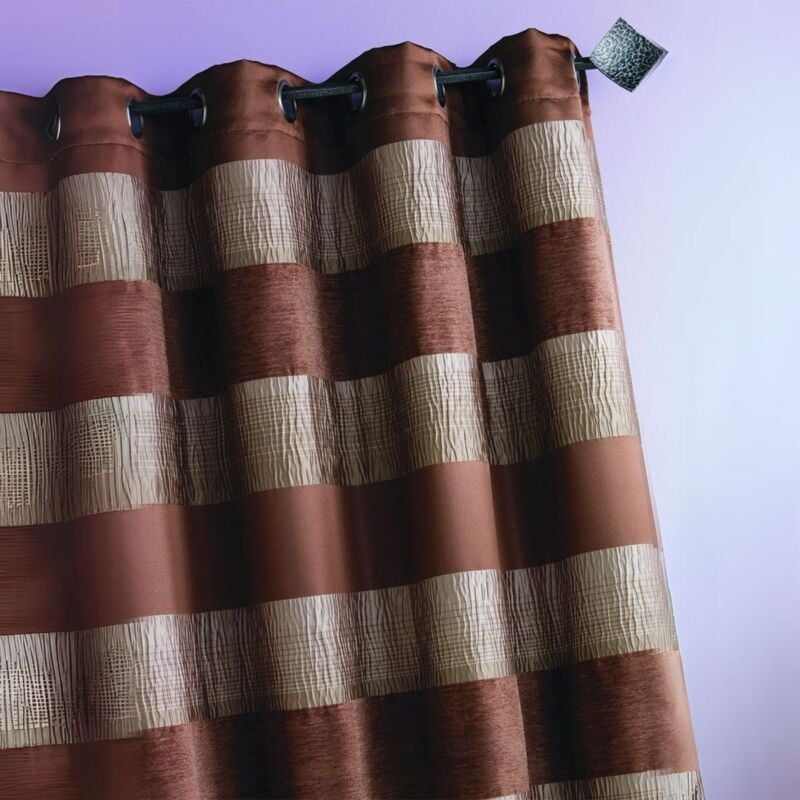 Rideau Jacquard grosses rayures horizontales Taupe 140x260 cm