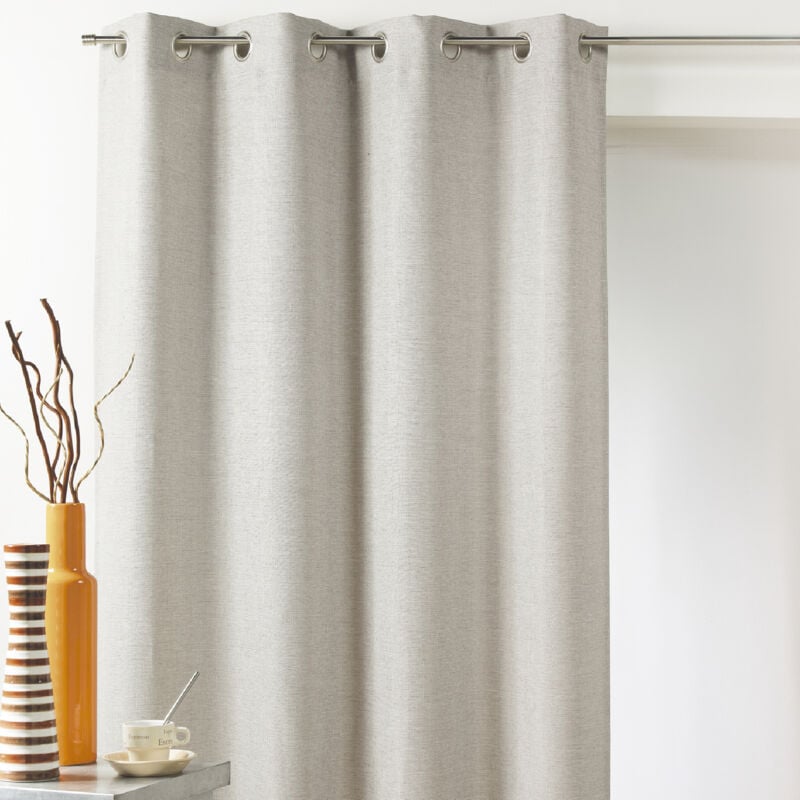 Rideau d'ameublement 100 % occultant uni doublé Ecru 140x260 cm