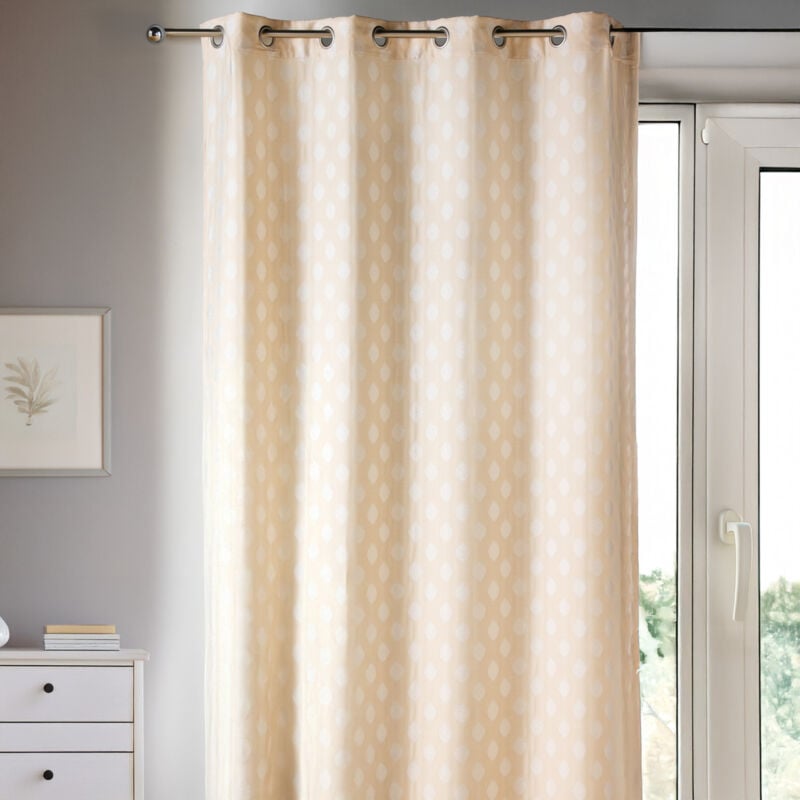 Rideau Dessin en jacquard à motifs arrondis Ivoire 140x260 cm