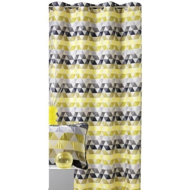Rideau d'ameublement motifs triangles Vert tilleul 140x260 cm