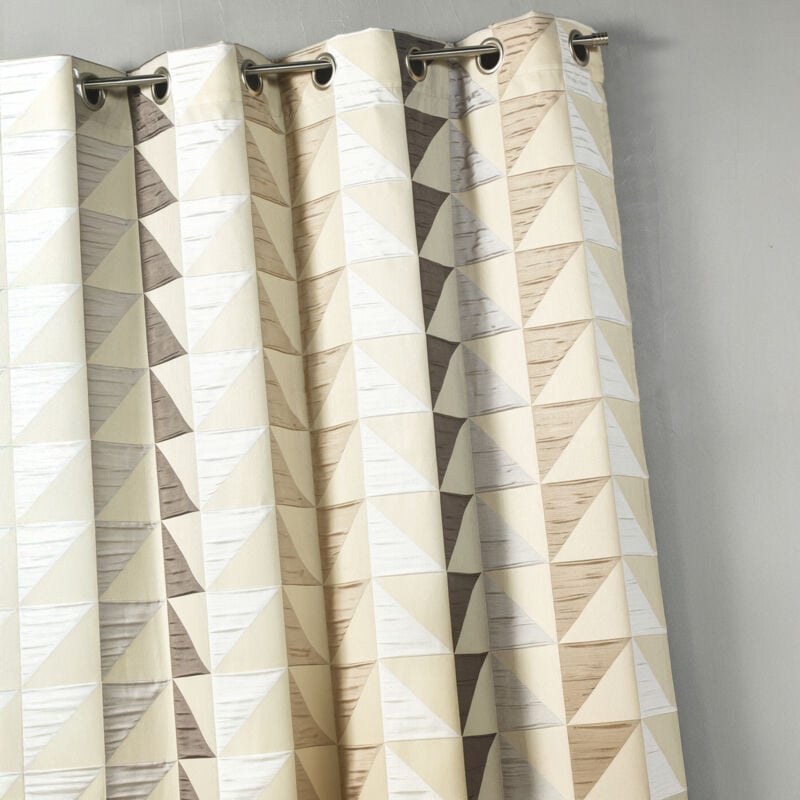 Homemaison - Rideau en jacquard imprimés triangulaires Beige 140x260 cm